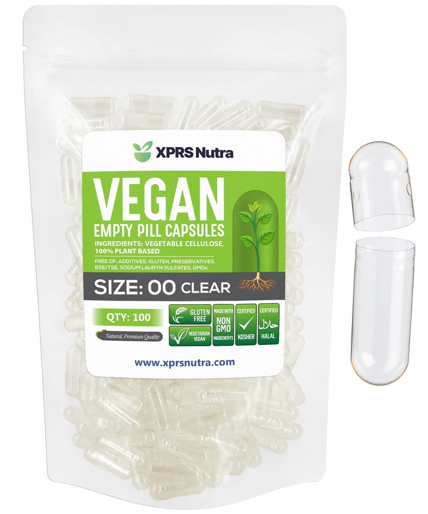 Size 00 Empty – 100 Count Clear Empty Vegan – Vegetarian Empty – DIY Vegetabl…