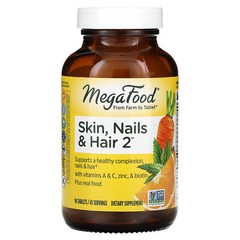 MegaFood Skin Nails Hair 2 90 Tablets Dairy-Free, Gluten-Free, NSF Certified,