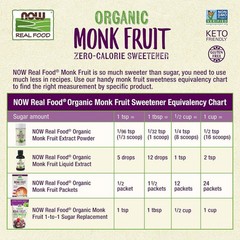 NOW, Certified Organic Monk Fruit Extract Powder, Zero Calorie Sweetener, 0.7-Oz