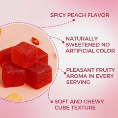 Peach Gummies Spicy Cubes 30 Gummies 1/2 Bag Support for Calm and Relaxation Hot