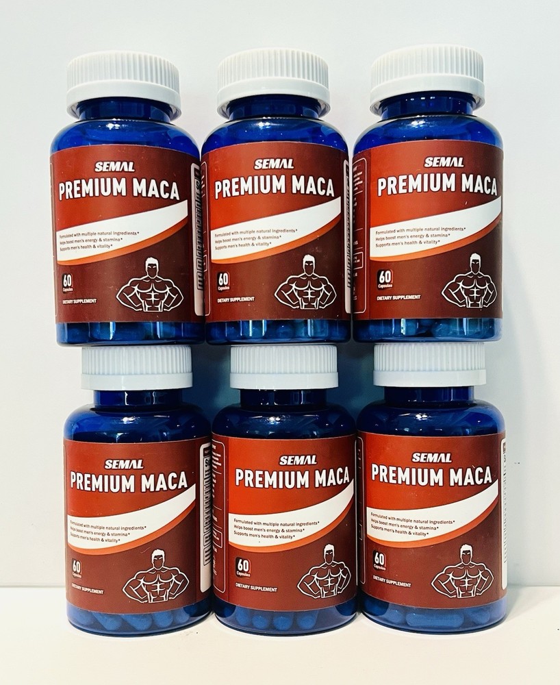 Premium Maca Root Extract Capsules – 60 ct – Lot of 6 Bottles – Exp 06/2027