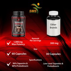 TRIBULUS TERRESTRIS 7500mg EXTRACT 96% SAPONINS BODY BUILD 30 CAPSULES