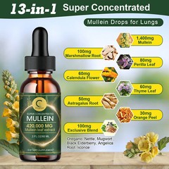 3 Bottles Mullein Leaf Drops Lung Cleanse Respiratory Herbal Drop Health Care