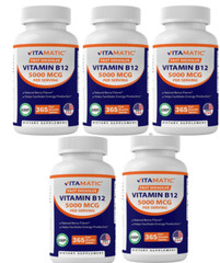 Vitamatic Vitamin B12 5000 mcg Fast Dissolve 5X365 Tabs NonGMO/No Gluten