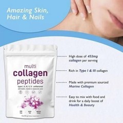 Multi Collagen Peptides Powder 1 lb Hydrolyzed Protein Peptide Type I-II,III,V,X