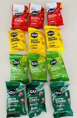 GU Energy Chews Assorted Flavors Caffeine Free 12 Pkt Box Energy Gummies New