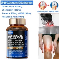 2 Pack Glucosamine Chondroitin Turmeric MSM Triple Strength Joint Support 240ct