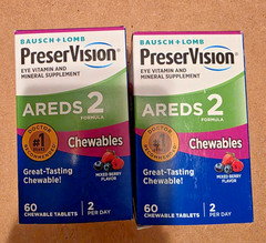 (2) PreserVision AREDS 2 Formula Eye Vitamin, 60 Chewables. Mixed Berry 01/2028+
