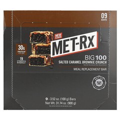 Big 100, Meal Replacement Bar, Salted Caramel Brownie Crunch , 9 Bars, 3.52 oz