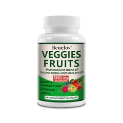 Vegetable and Fruit -120 Capsules – 1350 Mg- support Immune, Digestive, Detox