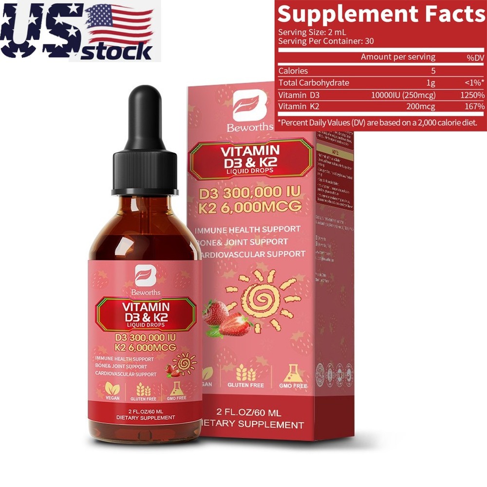 Organic Vitamin D3 K2 Liquid Drops Supplement Vitamin D3 K2 60ml 450mcg