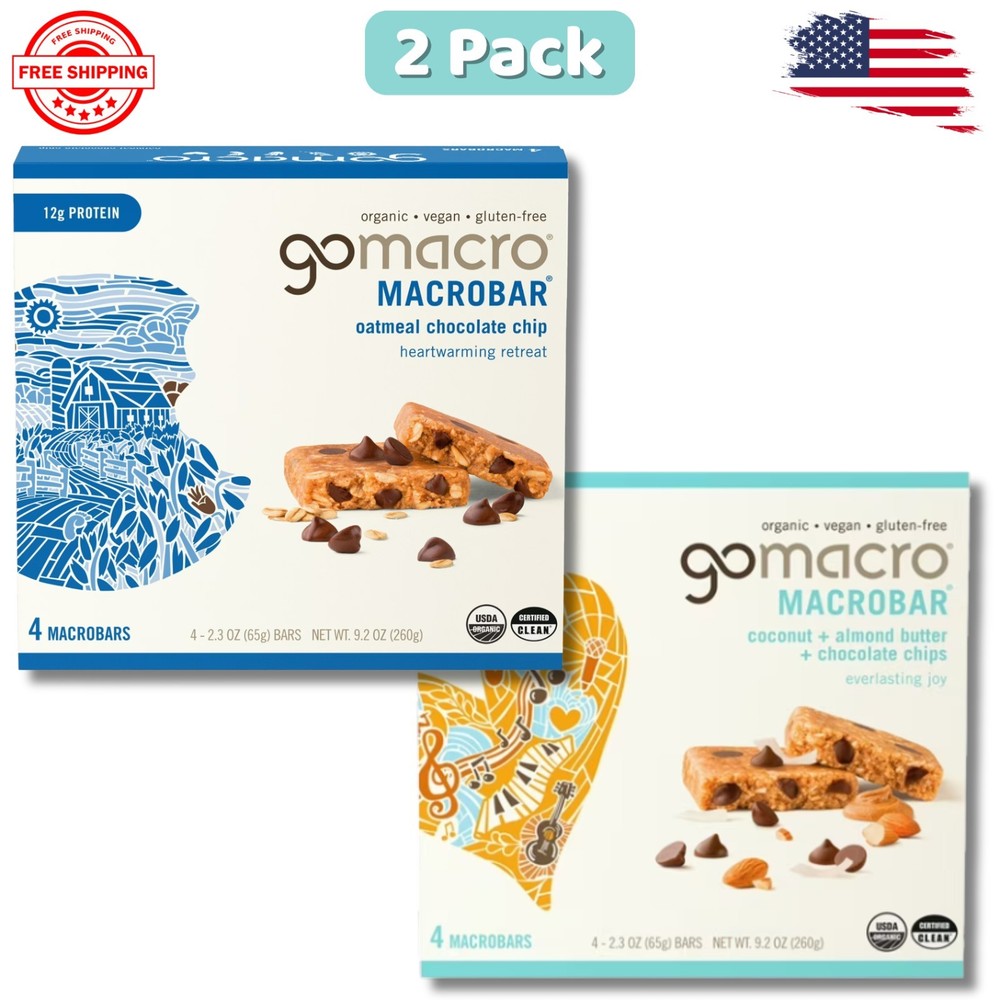 GoMacro Bar Organic Vegan Protein Bars, Verity pack Chip 2.3oz (8 Ct}