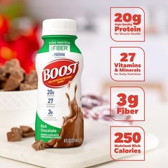 BOOST High Protein Nutritional Drink, Rich Chocolate, 20g Protein, 24 – 8 fl oz