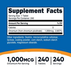 Nutricost Chromium 1000mcg, 240 Tablets – Gluten Free, Non-GMO