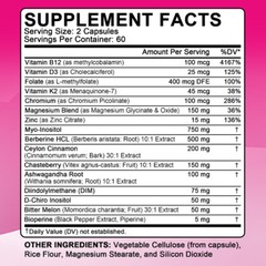 Myo Inositol D Chiro Inositol Supplement Hormonal Balance Support 30-120 Capsule