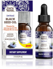 GuruNanda Black Seed Oil Cold-Pressed Nigella Sativa Antioxidant Non-GMO 2 fl oz