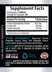 Creatine Powder Tri-Phase 5000mg Creatine HCL Hydrochloride 90 Capsules 1 Bottle