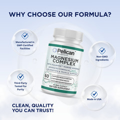 Pelican Magnesium Complex – Muscle, Relaxation & Sleep Support – 60 Capsules