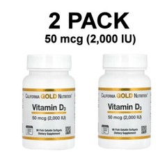 California Gold Nutrition, 2 PACK, Vitamin D3, 50 mcg (2,000 IU), 90 softgels