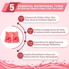 Sijigood 2 Pack Multi Collagen Peptides Gummies For Women Men Ultra Hydrolyzed