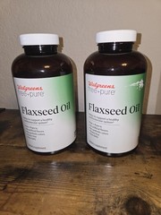 LOT (2) WALGREENS FREE+PURE FLAXSEED OIL DIETARY SUPPLEMENT – 200 CT – EXP 12/26