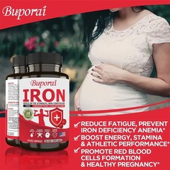 Iron Supplements 120pcs, Increase Energy, Reduce Fatigue, Improve Brain Health