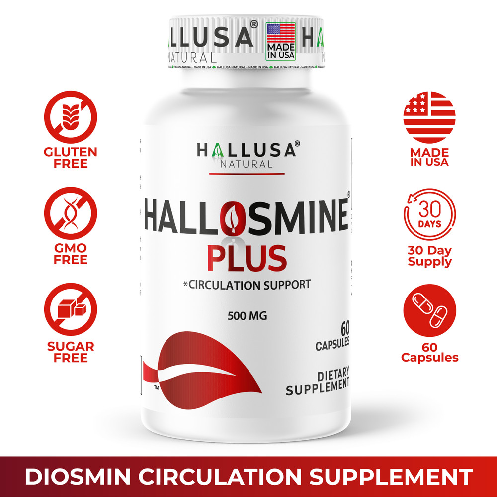 Hallosmine Plus Diosmin 500mg | Veins support supplements for veins health 60 Ct