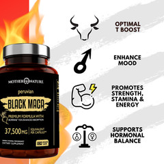 Organic Black Maca Extract, 37,500mg, 180ct & 60ct, for Sexual Health & T Boost