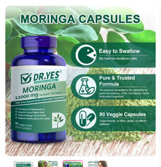 Moringa Capsules support good sleep, enhance energy and joint health 12000 mg