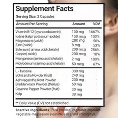Thyroid Support Supplement 120 Capsules (NON-GMO) – Energy & Weight Loss