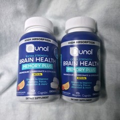 Lot of 2 Bundle, Qunol Brain Health Memory Plus Chewable Tablet, 60 tabs/bottle