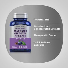 Piping Rock Grape Seed, Green Tea & Pine Bark Complex | 180 Count (Pack of 1)
