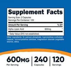 Nutricost Alpha Lipoic Acid – 600mg Per Serving – 240 Capsules