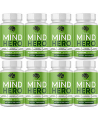 Mind Hero – Concentration Support, Brain Health & Energy Supplement- 8 Bottles