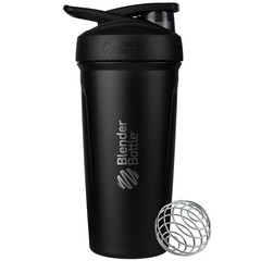 BlenderBottle Strada Stainless Steel Shaker Bottle 24 oz Black Leakproof