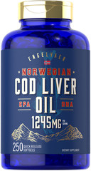Cod Liver Oil Softgels | 1245mg | 250 Count | Norwegian | Non GMO | by Carlyle