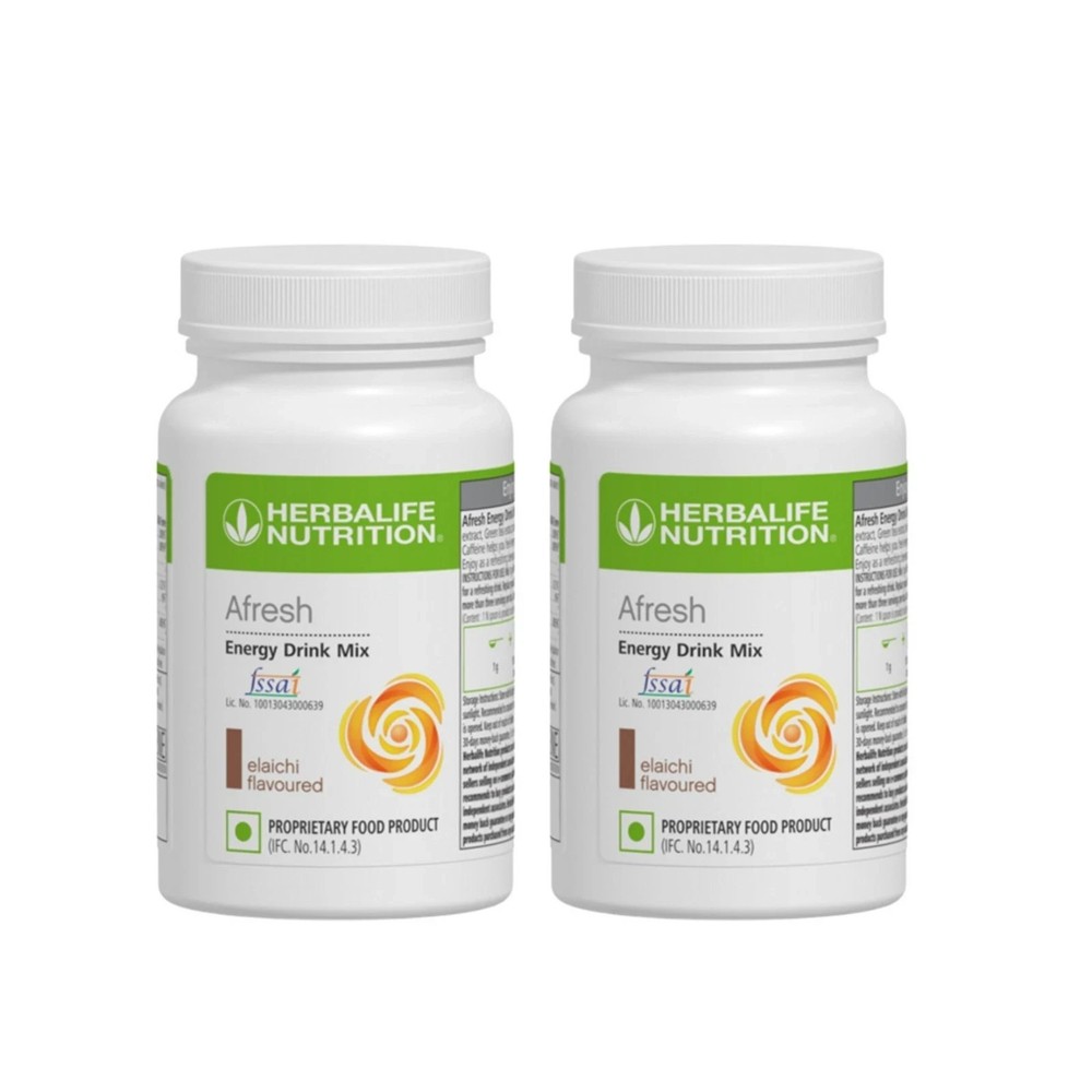 Herbalife Afresh Energy Drink Mix ELAICHI Flavor 50gm Each Pack of 2
