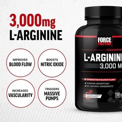 Force Factor L-Arginine 3000 MG, Extra Strength Nitric Oxide & Circulation Boost