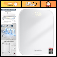 Accurate Digital Bathroom Scale, 440lbs Capacity, Tempered Glass, LED Display, S