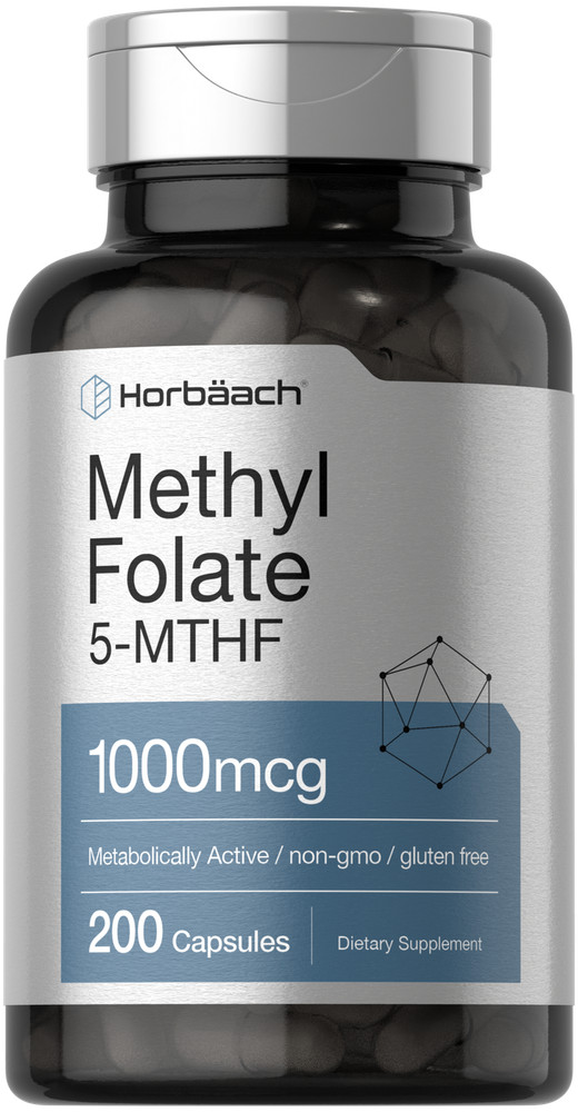 Methyl Folate 1000 mcg | 200 Capsules | 5-MTHF | Methylfolate | by Horbaach