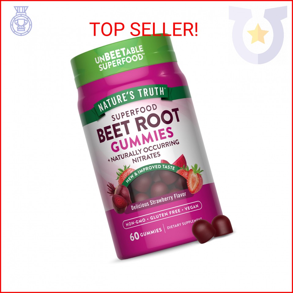 Nature’s Truth Beet Root Gummies | 60 Count | Superfood | with Black Pepper | St