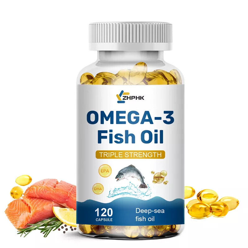 Triple Strength Omega 3 Fish Oil Burpless Supplement EPA DHA Fatty Acids 120 ct