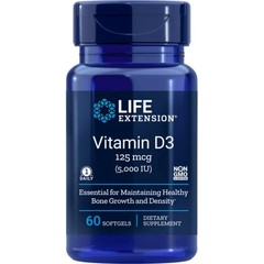 2 Bottles of Life Extension Vitamin D3 125 mcg 5000 IU – 60 Soft Gels each