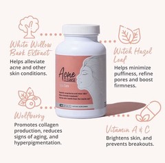 Acne Cleanse Skin Care Dietary Supplement 90 Capsules for Clear Skin