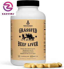 Grass Fed Beef Liver 180 Capsules, Supports Energy Production, Detoxification, D