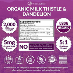 Max Absorption USDA Organic Milk Thistle Potent 5:1 Concentrated Extract (2000Mg