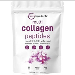 Micro Ingredients Multi Collagen Peptides–TypesI,II,III,V,X,1lb for Skin & Joint