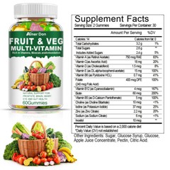 Fruits&Veggies Supplement Gummies Boost Metabolism,Energy Support 60Pcs