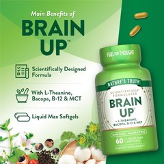 Natures Truth Brain Up Softgels | 60 Count | with L-Theanine, Bacopa, B-12 M…