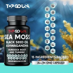 3 Pack Sea Moss Complex Capsules 270 Caps Black Seed Oil Ashwagandha Turmeric